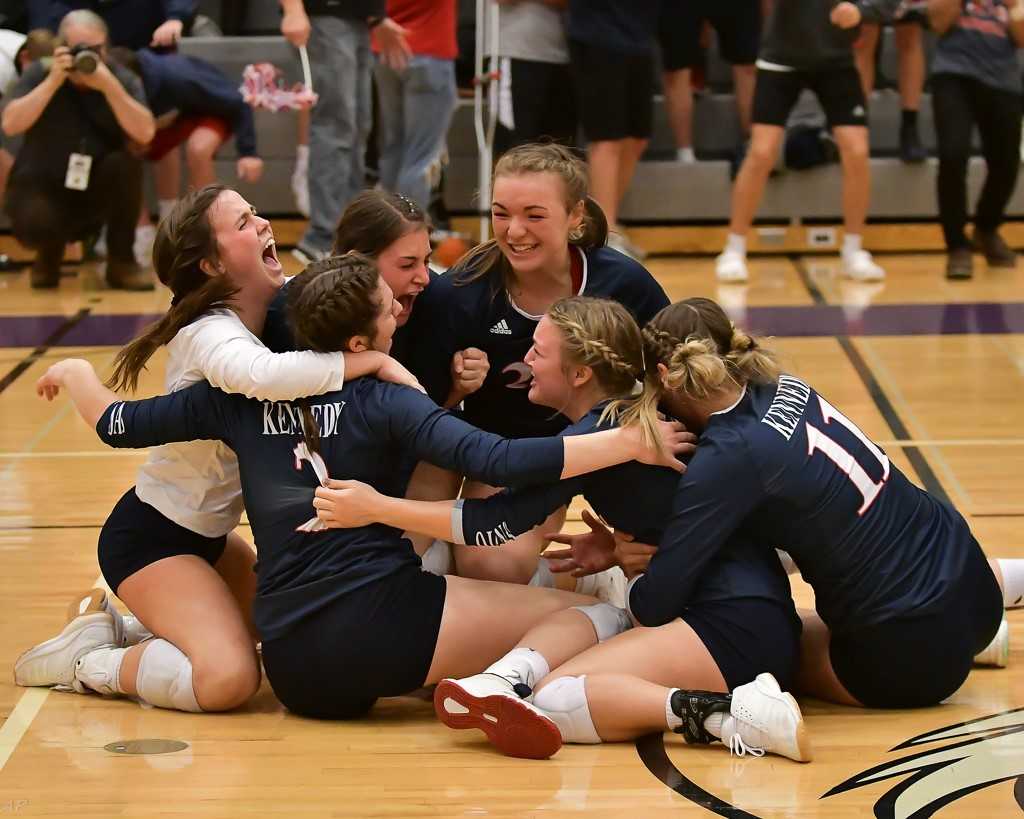Kennedy won its first volleyball state championship last fall. (Photo by Andre Panse)