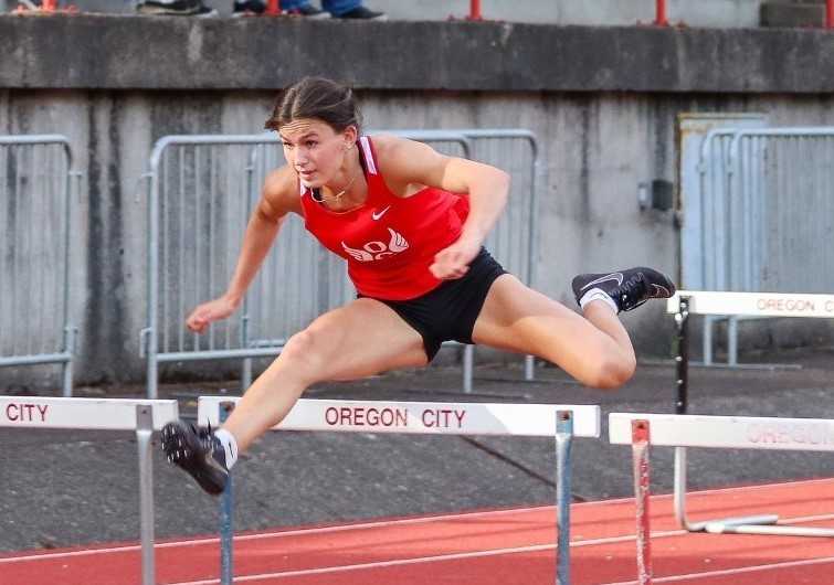 Oregon City's Harley Daniel is among the top five in the state all-time in both hurdles races. (Photo by Tamara Peyton)