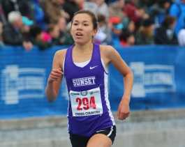 Sunset's Lucy Huelskamp has finished fifth and sixth at the 6A meet the last two years. (NW Sports Photography)