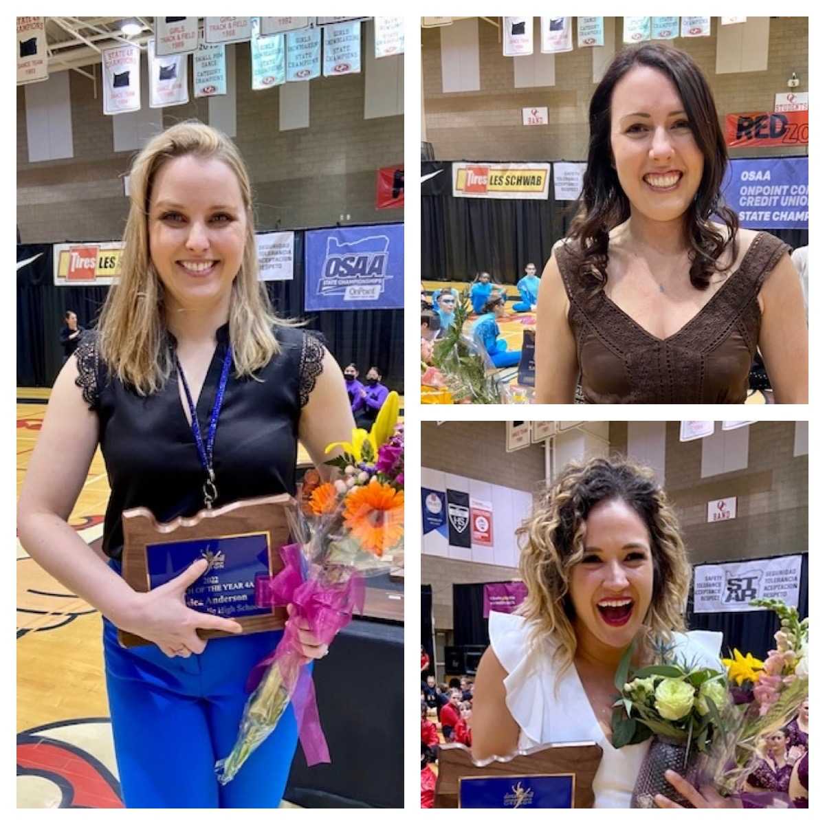 2022 coach of the year honorees: Jessica Anderson, Danielle Schneider and Hayley DuLong.