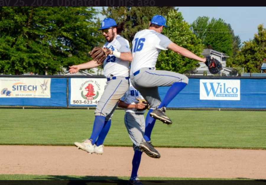 Tyler Crawford, left, and Warren Rose leap to celebrate St. Paul's first trip to the state semifinals