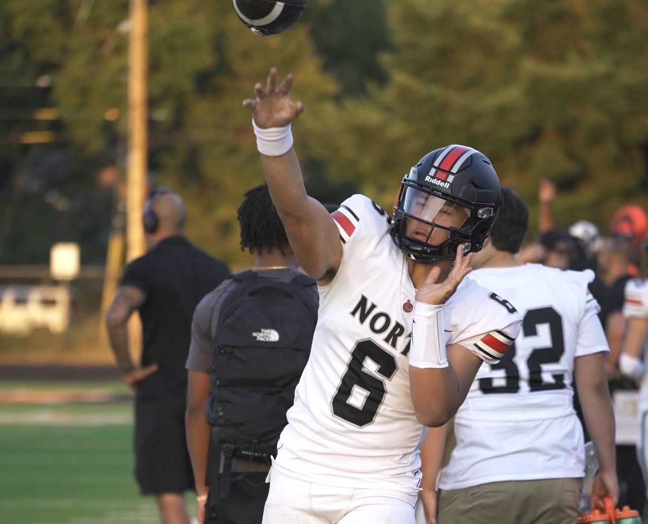 North Salem senior quarterback TC Manumaleuna II has committed to Oregon as an athlete. (Photo by Isabella Walker)