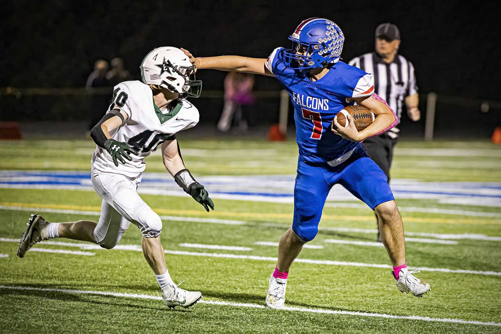 La Salle Prep quarterback Paul Skoro ran for three touchdowns in Thursday's 42-0 home win over Estacada. (Photo by Norm Hersom)