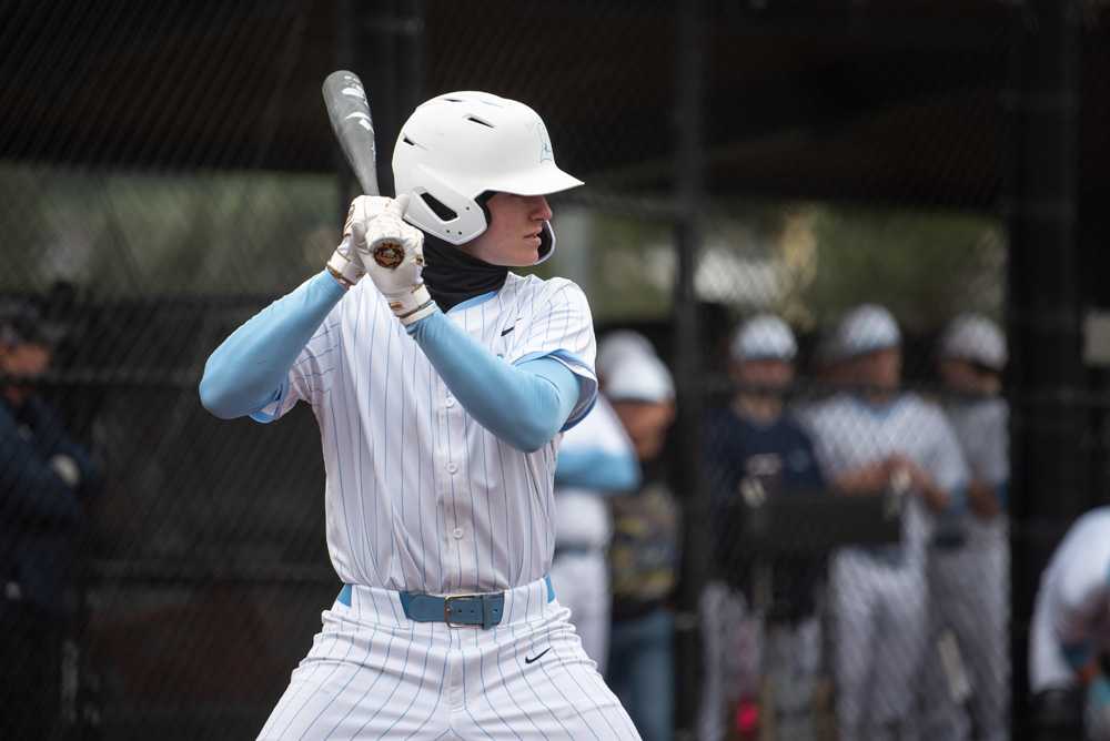 Liberty's Reid Linkmeyer prepares to launch in his massive three-homer game versus Milwaukie