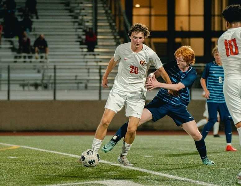 Sophomore Cal Spear (20) is part of a Beaverton back line that held opponents to one goal this season. (Courtesy Beaverton HS)