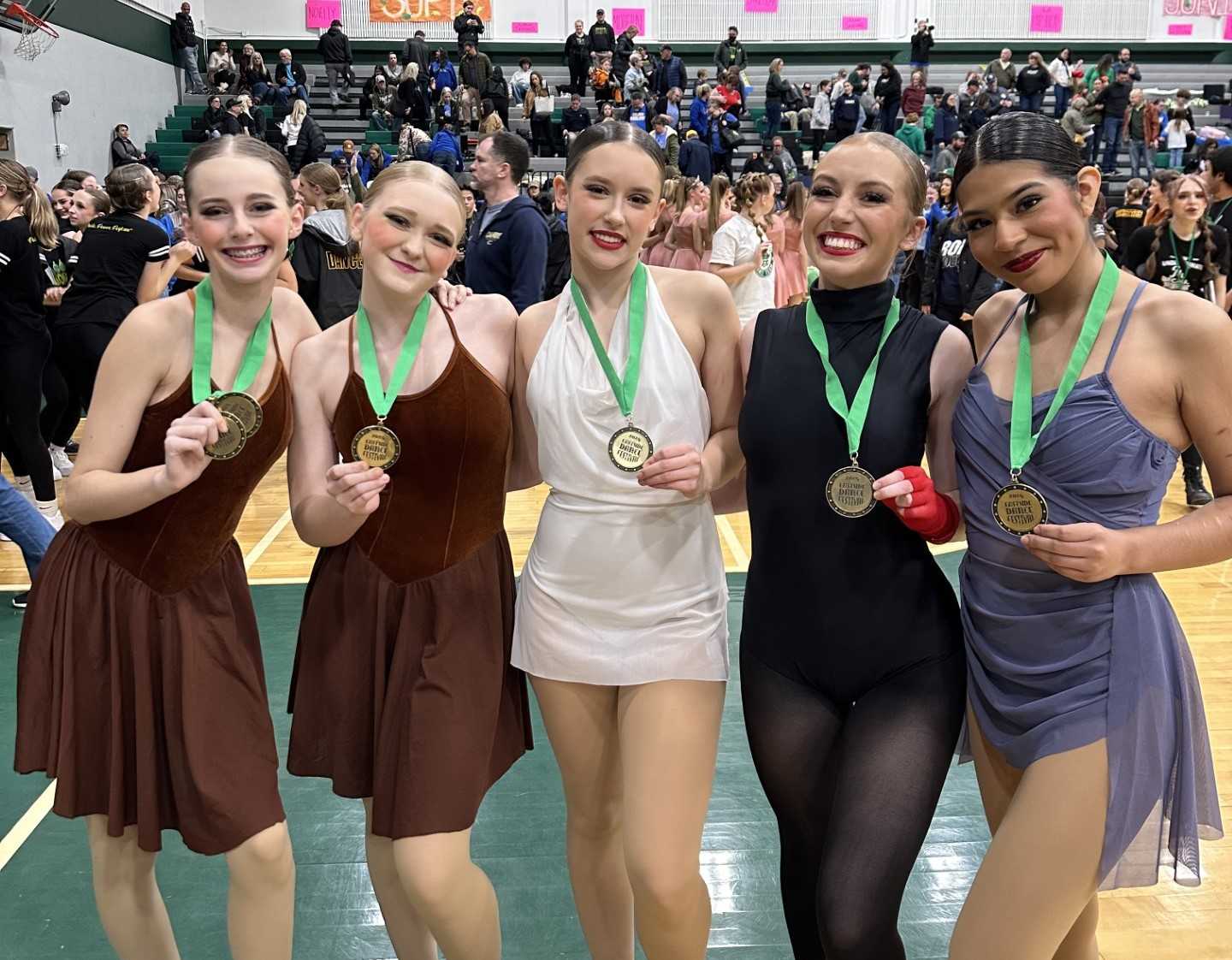 Parkrose award winners, solo and duo categories (L-R): Ruby Nunley, Malina Sheley, Avery Smith, Eloisa Ribbing and Vivian Dluhy.