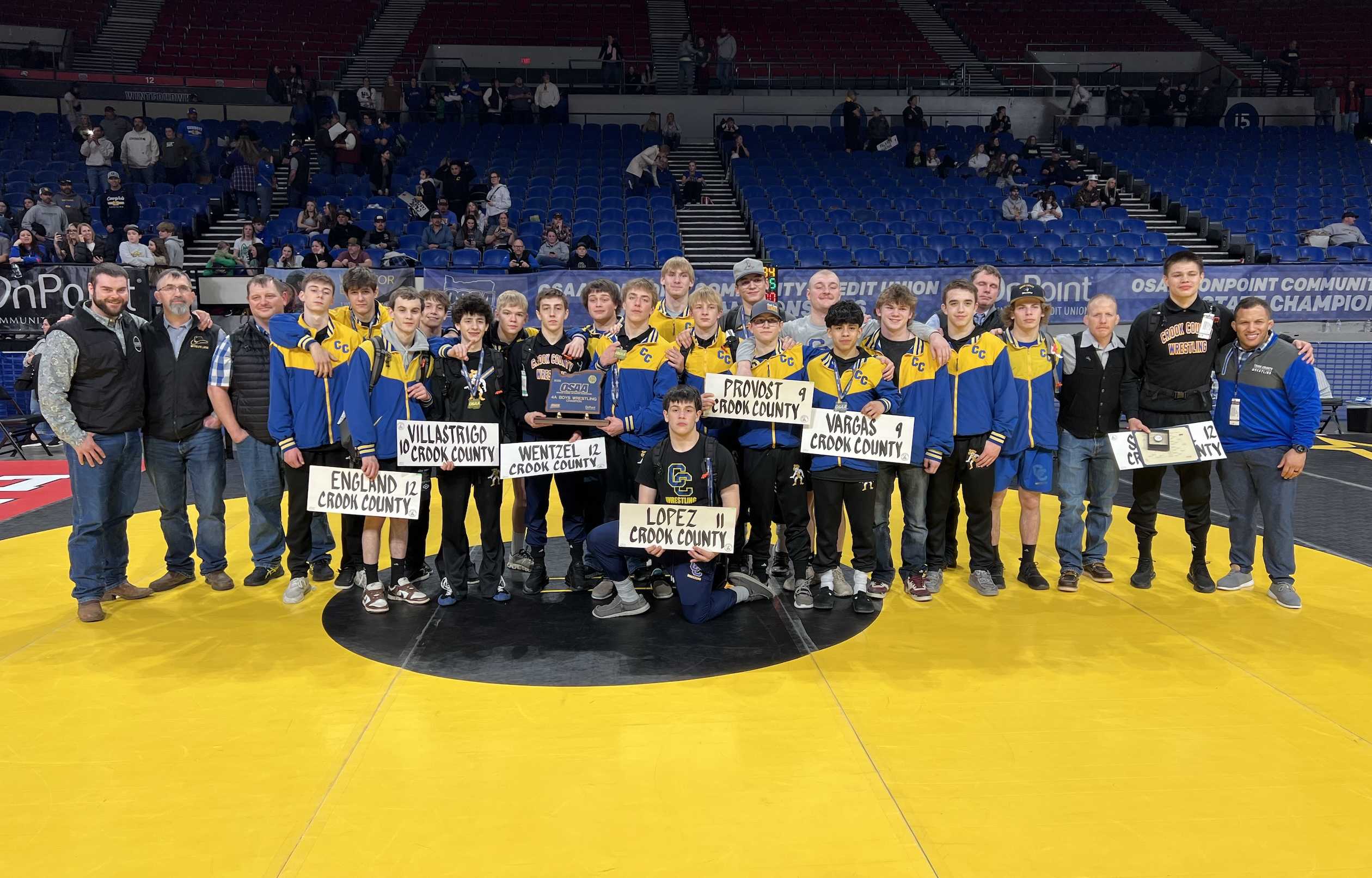 Crook County won its eighth 4A boys wrestling team title and first since 2018 on Friday at Veterans Memorial Coliseum.