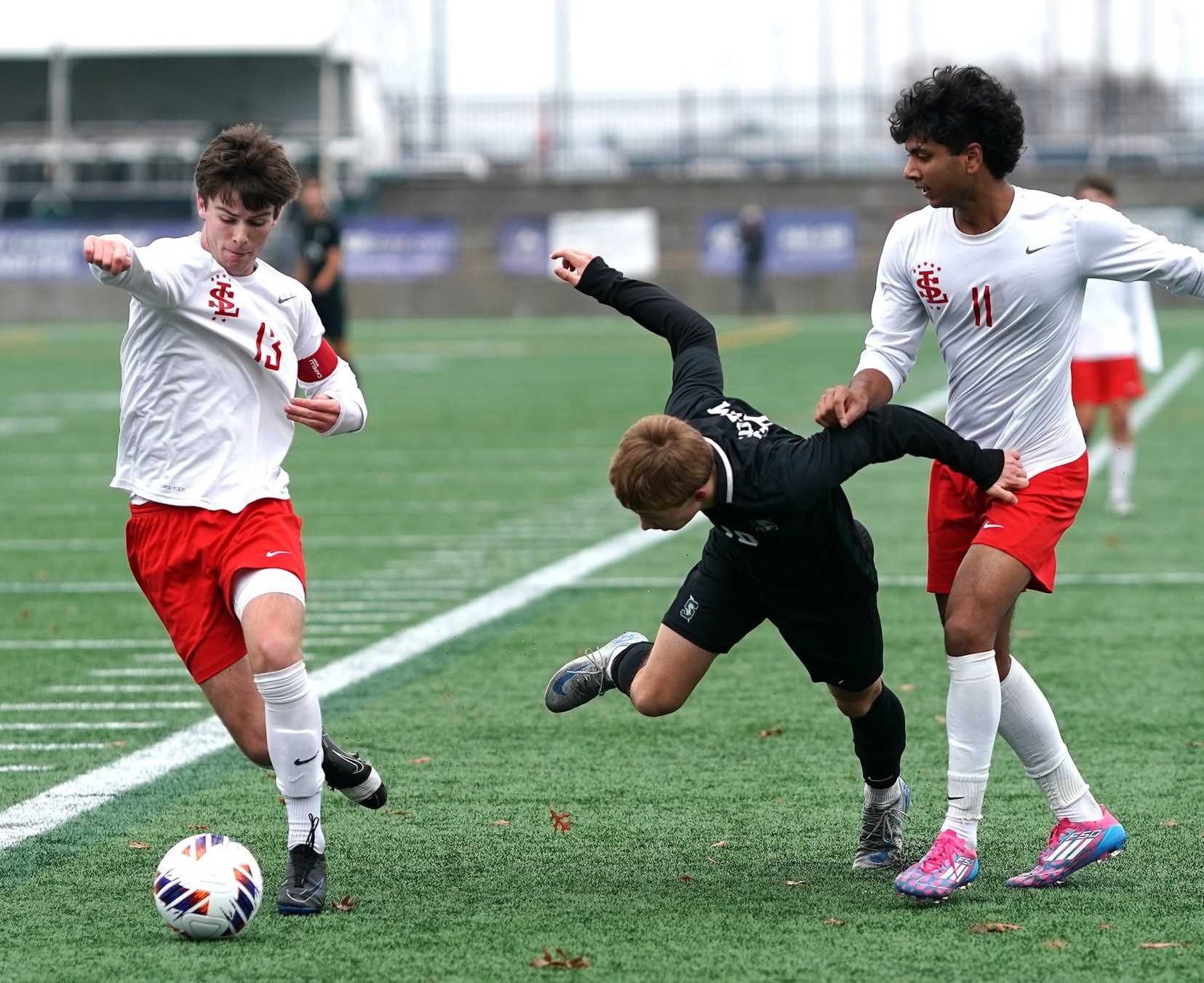 La Salle Prep's Declan O'Brien (13), working against Summit in the 5A final, will help anchor the defense. (Photo by J.R. Olson)