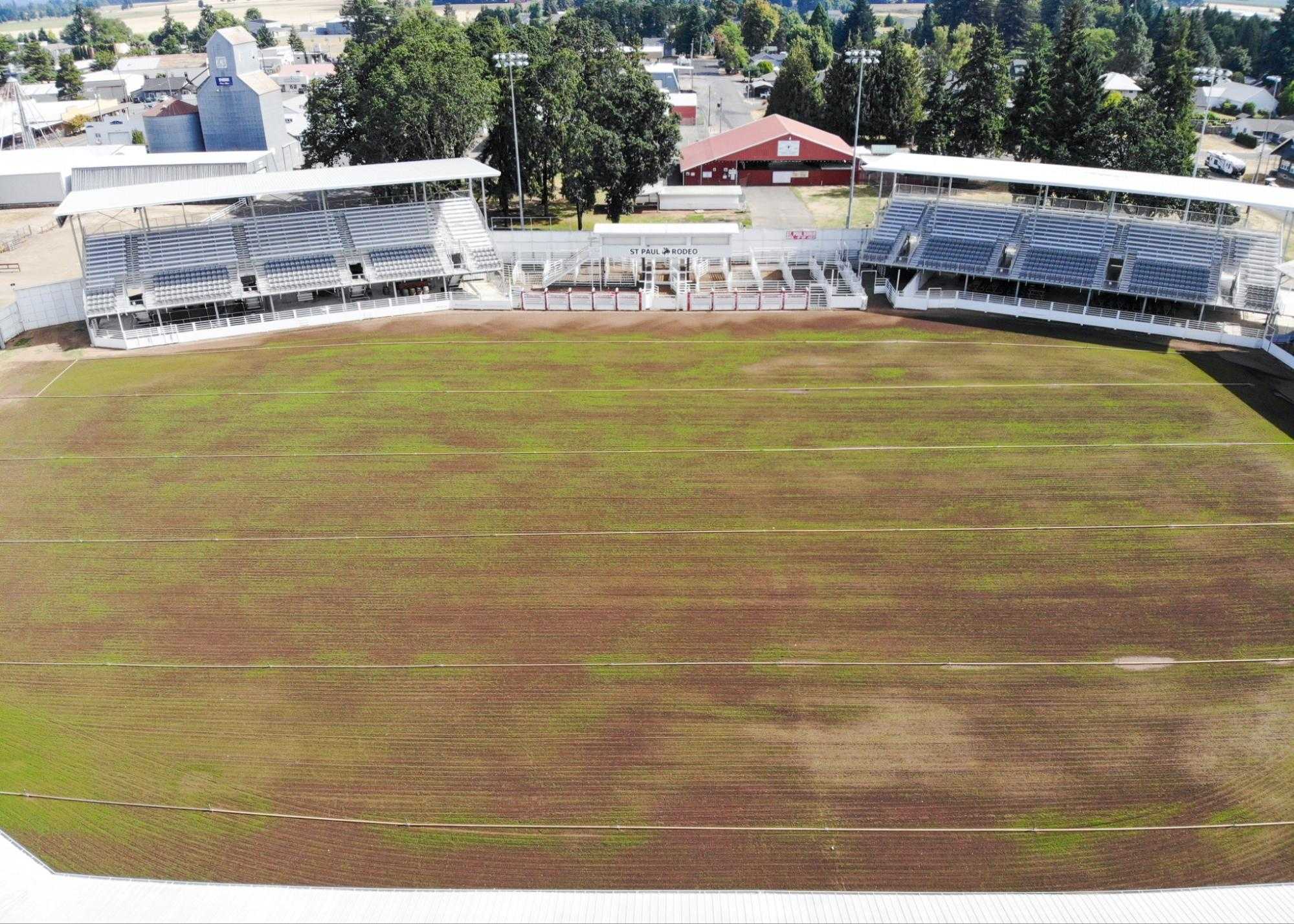 The Rodeo Ground with grass sprouting for a season of high school football