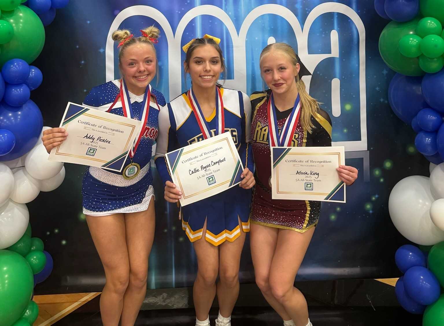 Saturday winners (from left): Lebanon's Addy Pickles, Eagle Point's Callie Pogue Campbell, Crescent Valley's Alivia King.