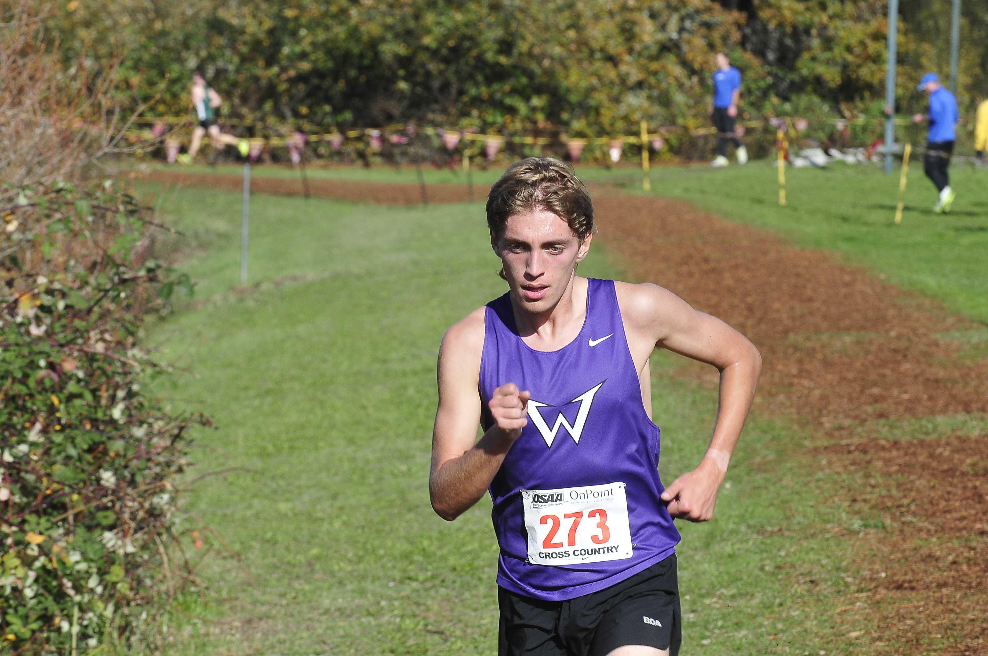 Warrenton's Jayden Warner finished far ahead of the rest of the 3A field Saturday (Photo by John Gunther)