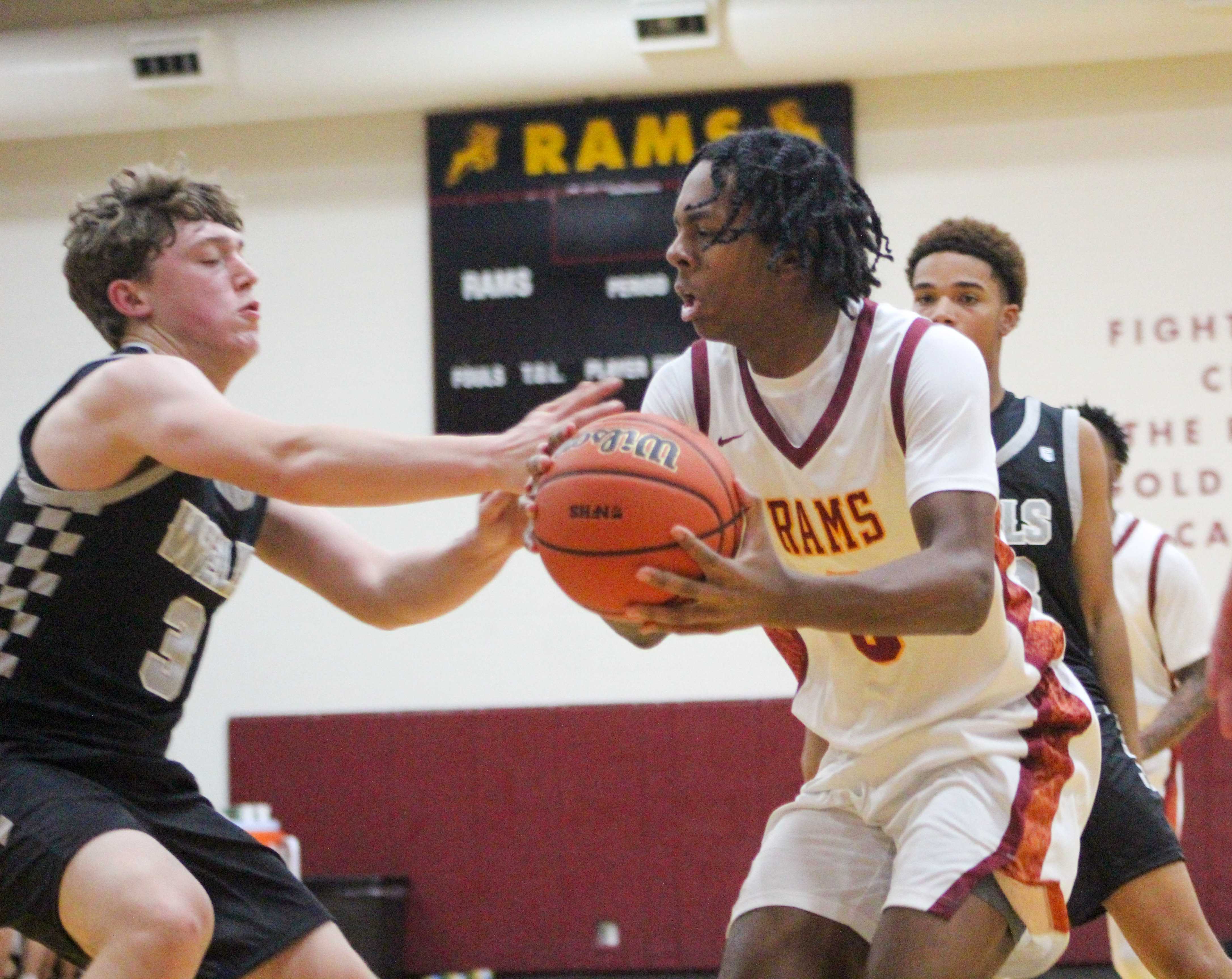 Central Catholic's Malcolm Weatherspoon finished with four points and eight rebounds against Tualatin. (Photo by Austin White)