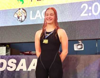 Cove's Becca Koza will be going for her fourth consecutive 4A/3A/2A/1A title in the 200-yard freestyle. (Photo courtesy Cove HS)