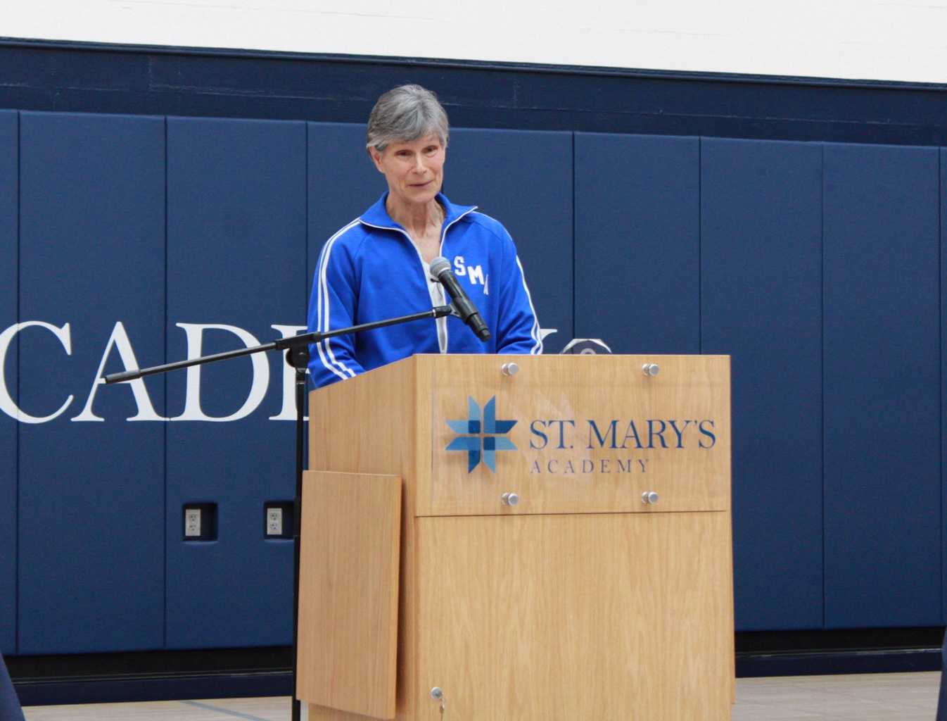 St. Mary's Academy athletic director Anna Maria Lopez was honored for years of service in Oregon. (Photo by Chris Burkhardt)