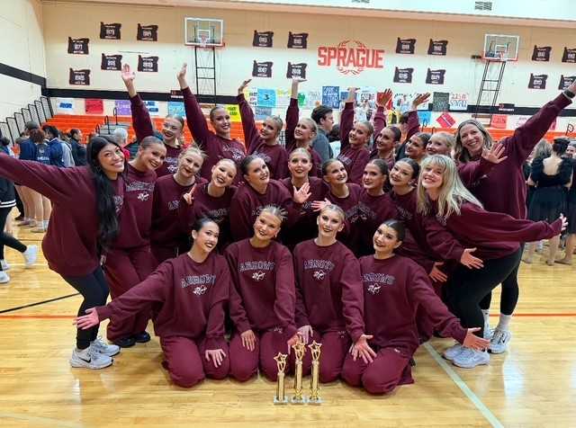 Sherwood takes home first in Pom and and Traditional at the Sprague competition.