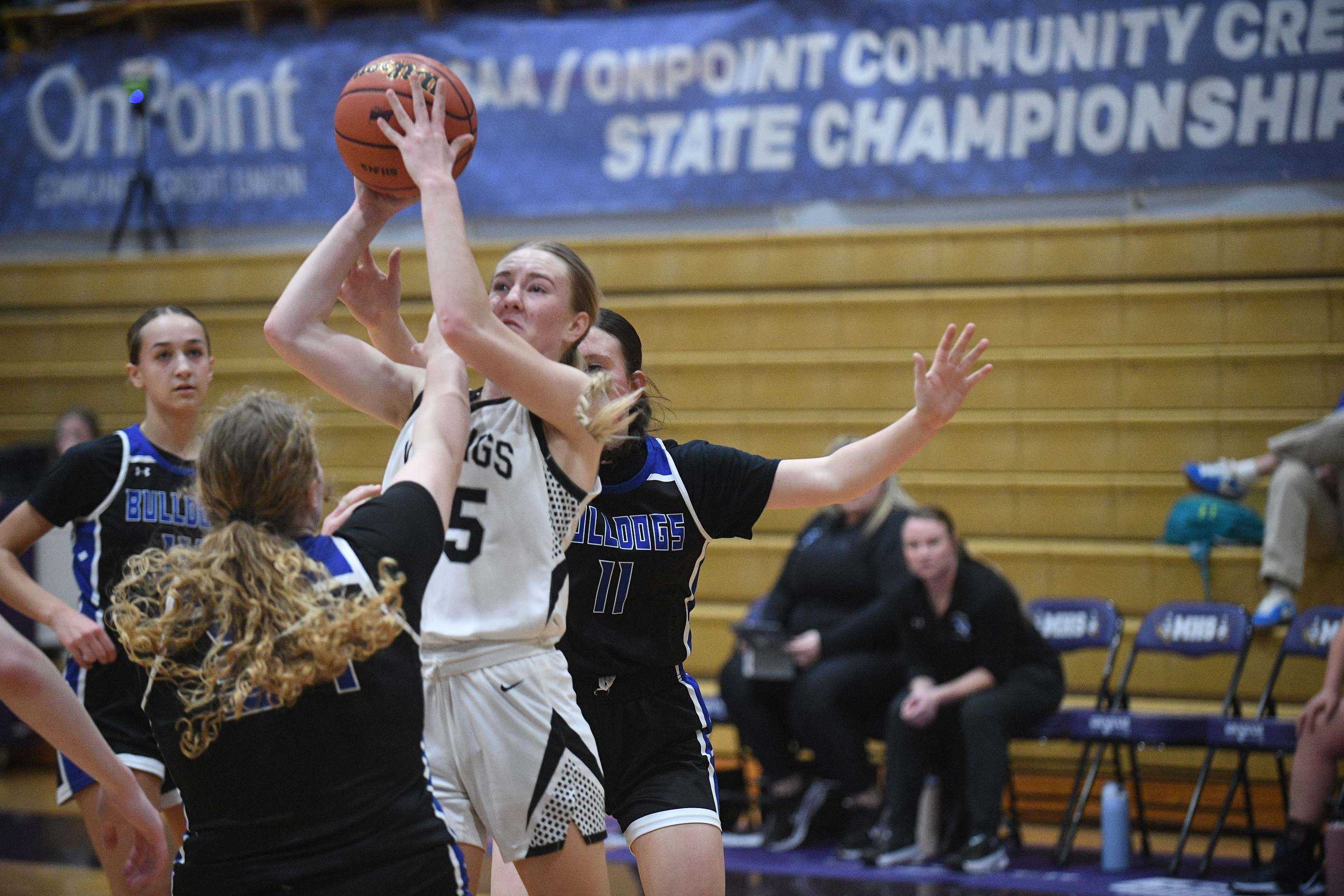 Vale's Kesley Stepleton is fouled while driving to the hoop against Sutherlin on Thursday (John Gunther photo).