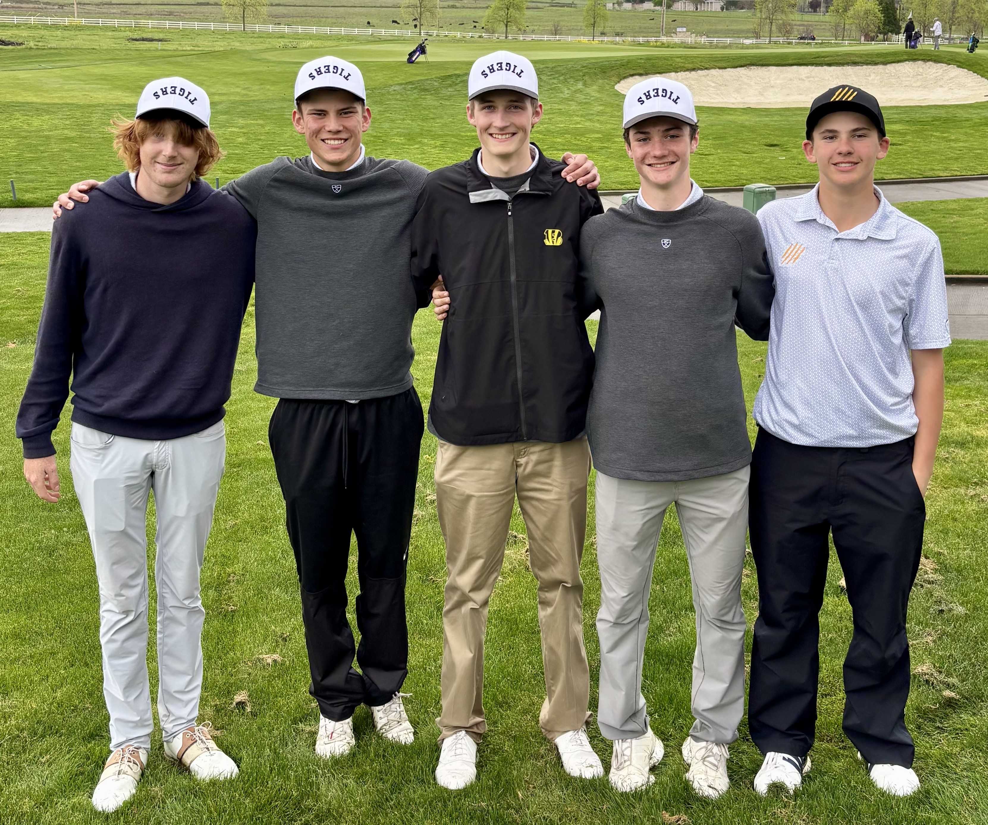 Bandon's lineup Monday, from left: Sevren Quinn, Braedon Millhouser, Trask Wehner, Raleigh Kraynik and Jackson Simonds.