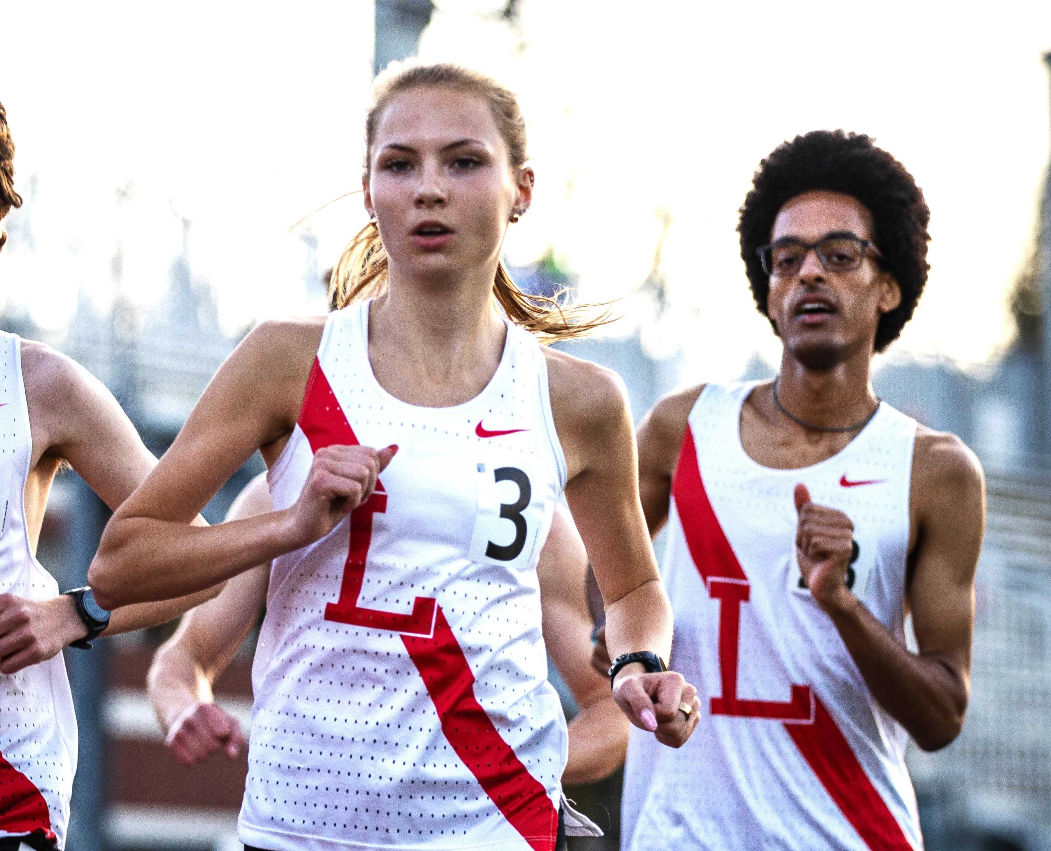Lincoln junior Ellery Lincoln set the state record in the 3,000 on Friday in a combined girls-boys heat.(Photo by Cyrus Brodsky)