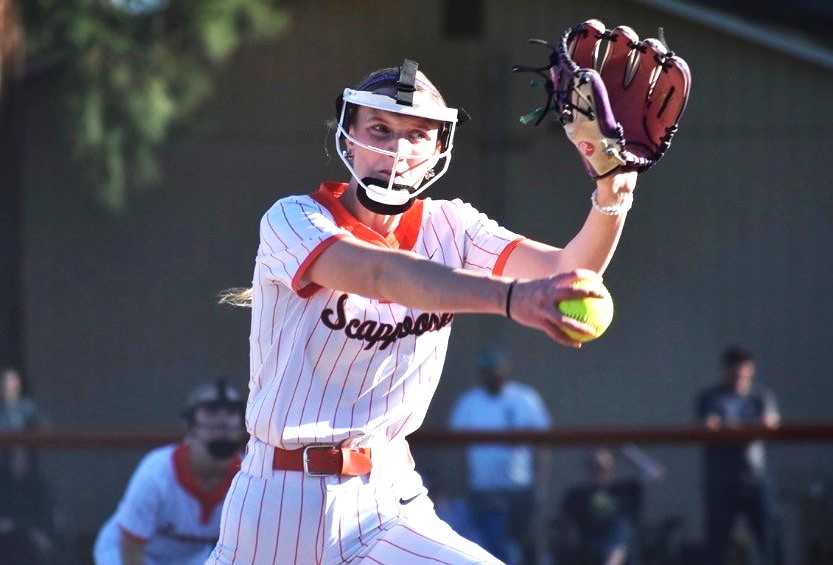 Scappoose senior Saige Casey, committed to LInfield, has struck out 82 and has a 0.83 ERA. (Photo by Kristal Freeman)