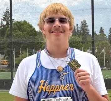 Chris Humphreys became Heppner's first state champion in the shot Thursday in the 2A meet at Hayward Field.
