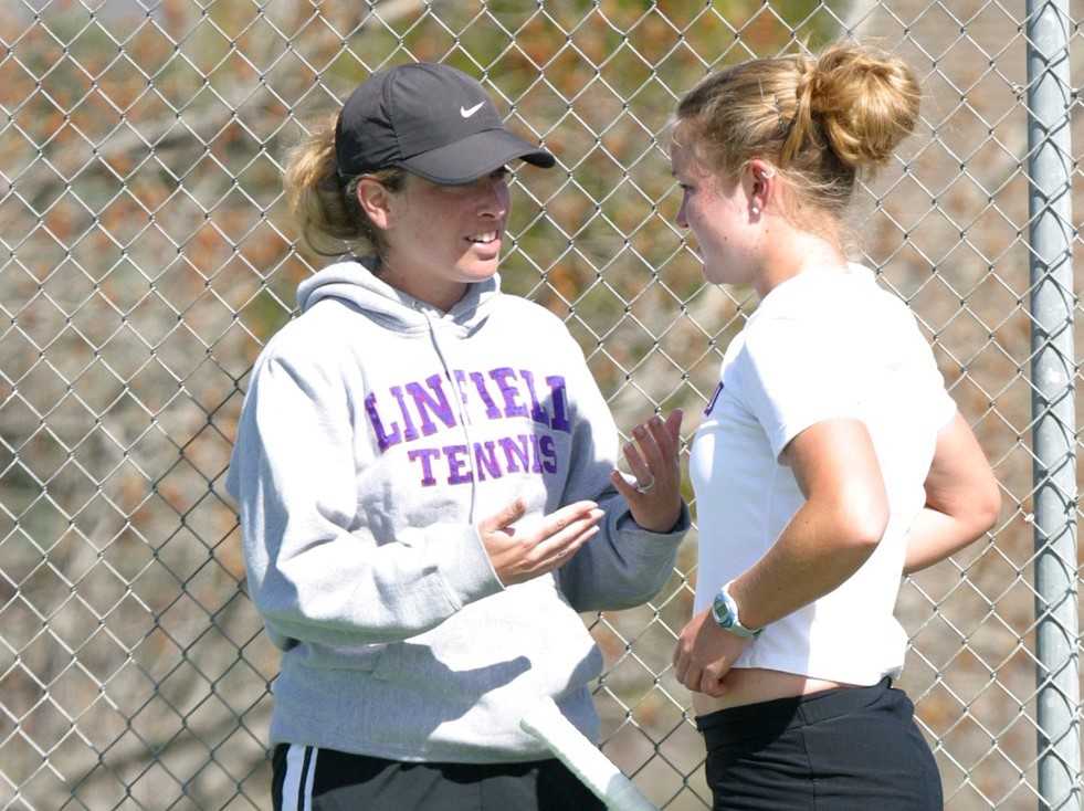Amy Dames Smith coached Linfield's women's tennis team to 108 consecutive Northwest Conference wins. (Linfield College)