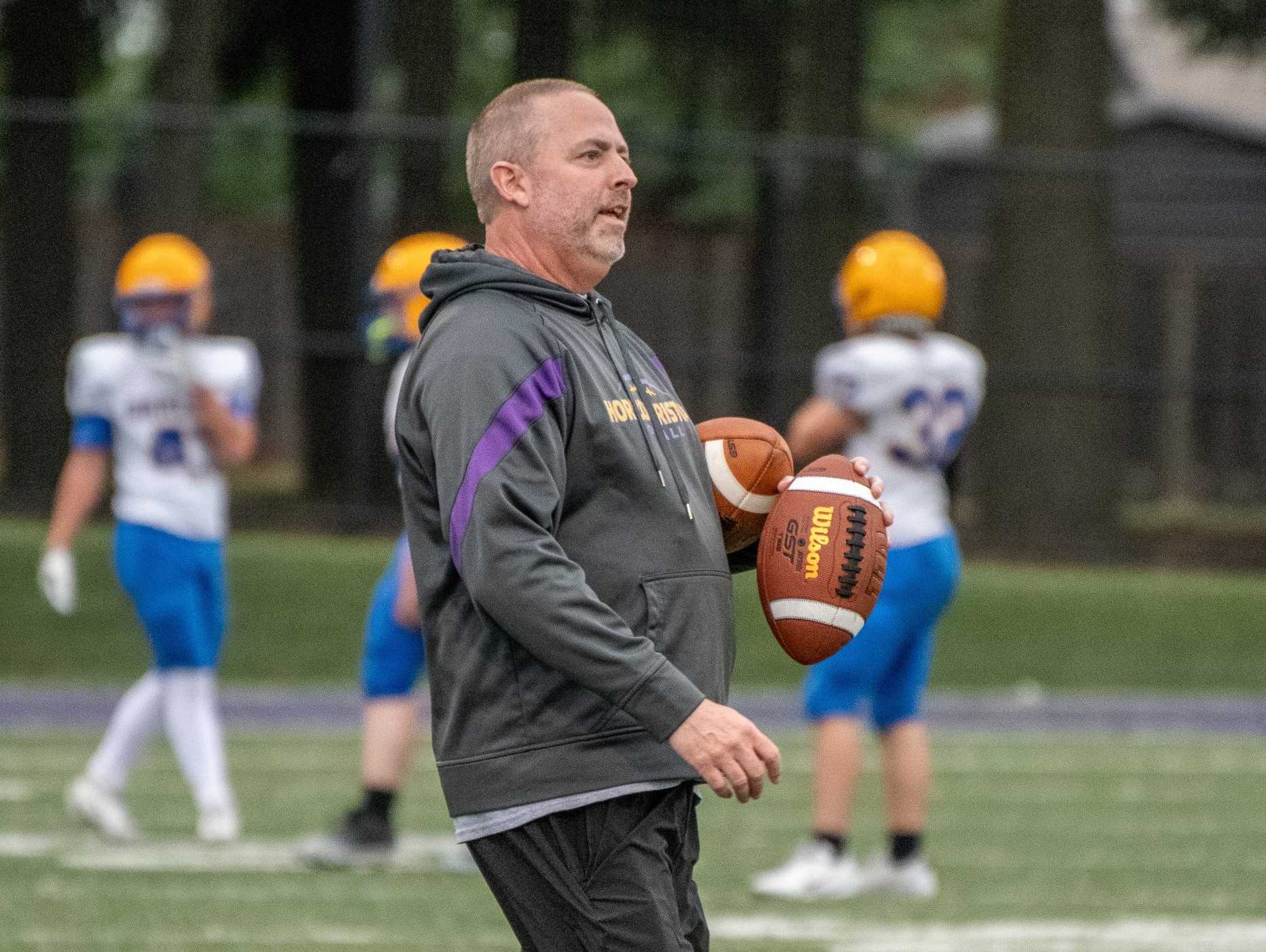 Keith Bennett, who coached Wells to PIL titles in 2023 and 2024, returned to Horizon Christian in 2025. (Photo by Elena Miller)