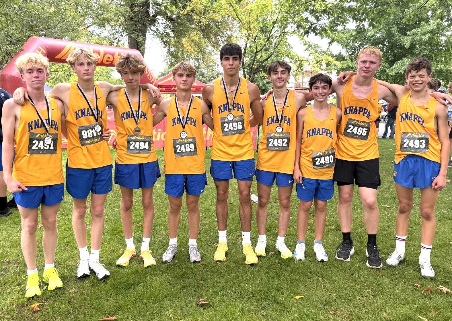 Rowdy Justus (left) and the Knappa Loggers will compete in the Special District 1 meet Friday. (Photo courtesy Knappa HS)