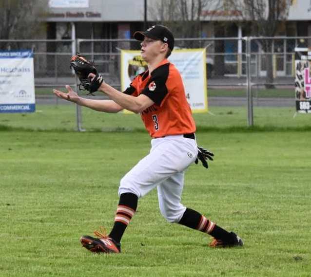 Gladstone outfielder Mitchell Kuhn fields a ball during Tuesday's win over North Marion. (Photo by Jeremy McDonald)