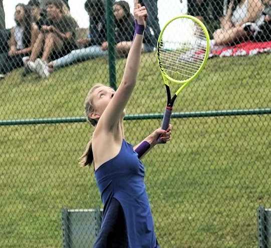 Corvallis senior Anna Kern won her third 5A singles title. (Photo by Jon Olson)